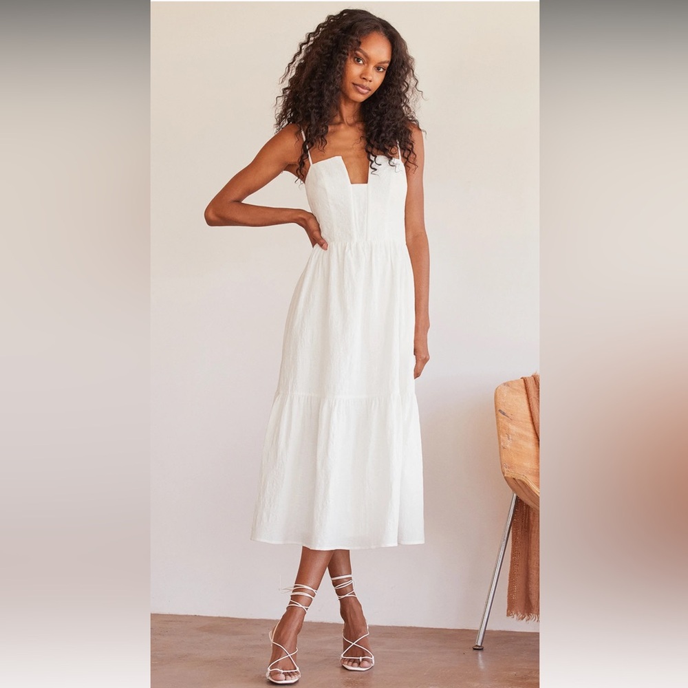 White dress with square neckline
